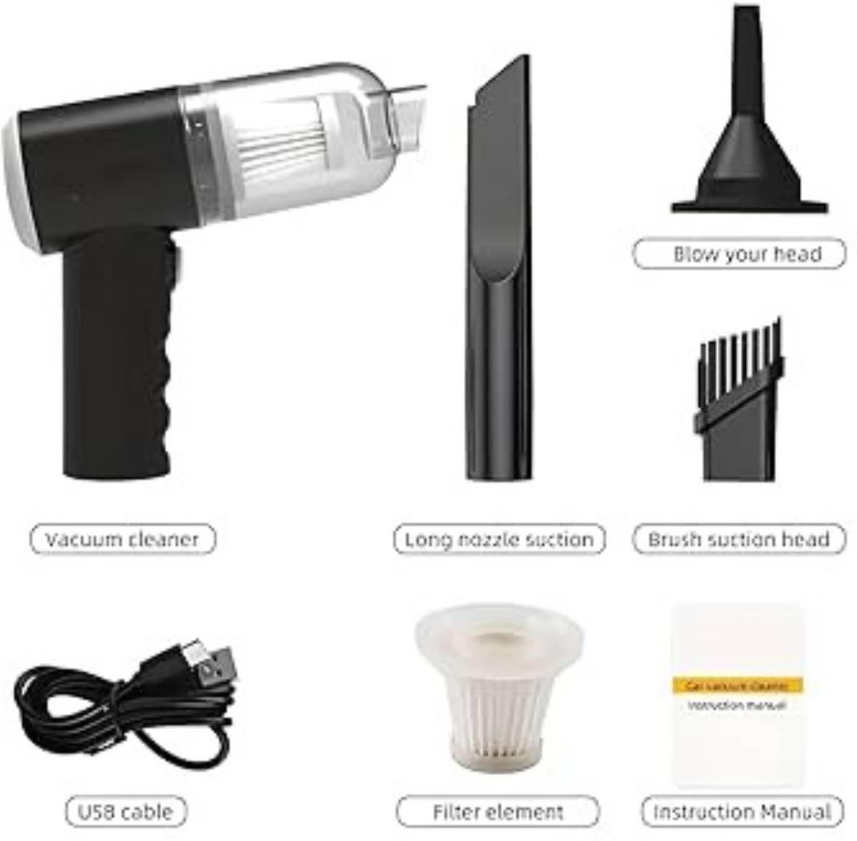 MIRAJ Mini Portable Car Vacuum Cleaner | Wireless Handheld High Power for Car & Home Car Vacuum Cleaner with Reusable Dust Bag — photo 4