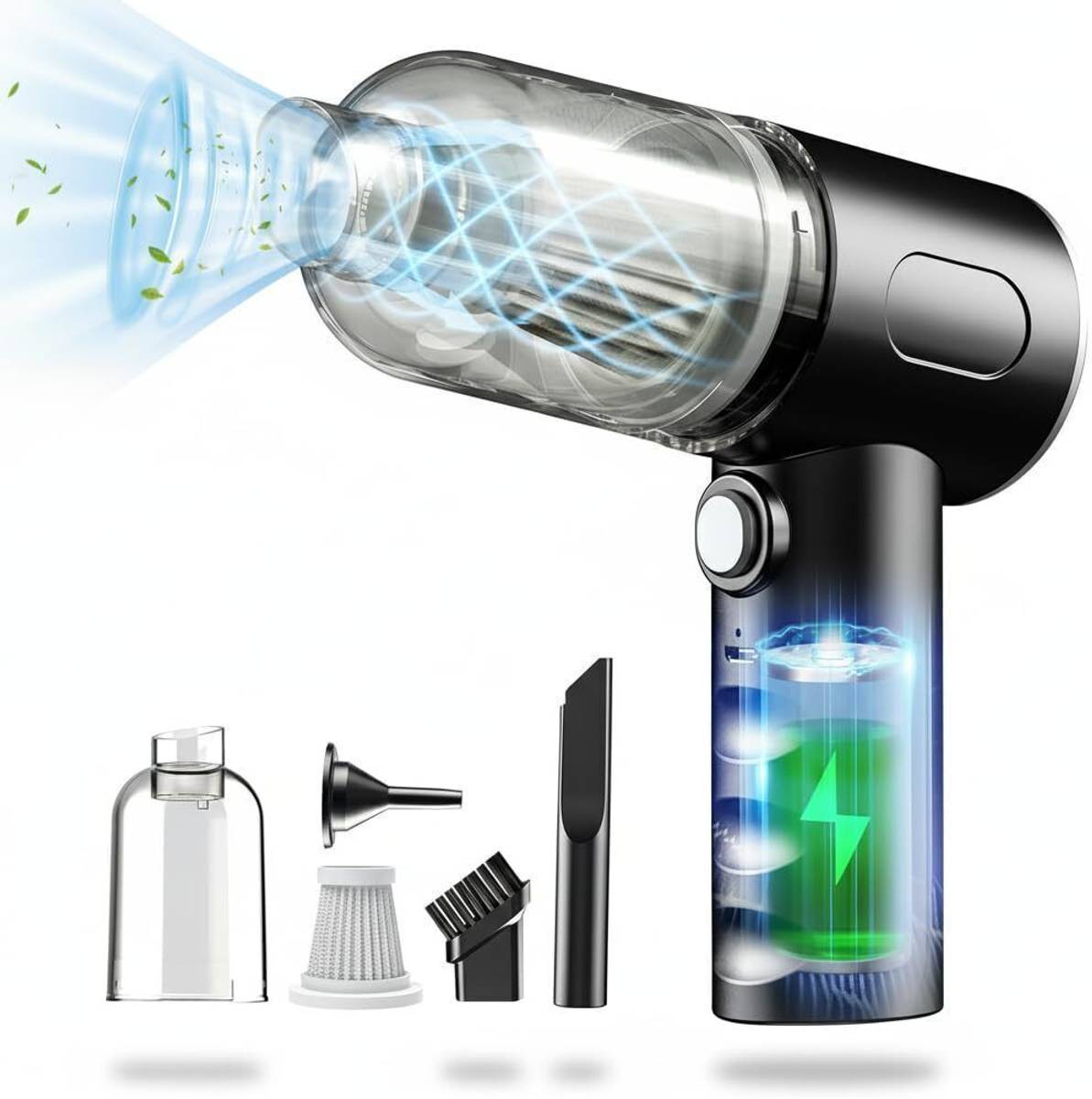 MIRAJ Portable Handheld Car Vacuum Cleaner - 6000Pa Suction Car Vacuum Cleaner with 2 in 1 Mopping and Vacuum, Anti-Bacterial Cleaning