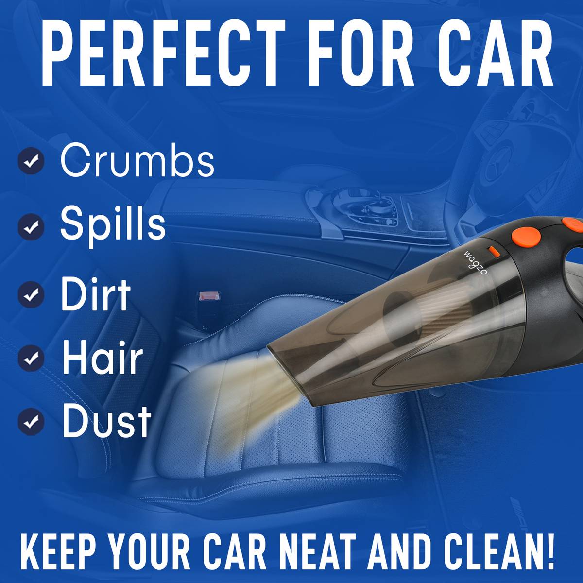 Wagzo VC-52 | 110 Watt,5000PA Suction Power| 13 Ft Long Power Cord HEPA-Filter | Car Vacuum Cleaner — photo 3