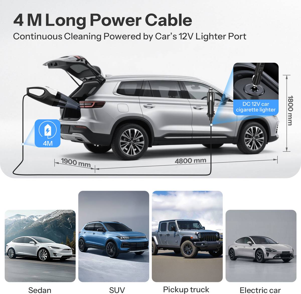 UN1QUE Car Vacuum Cleaner, 6000Pa Powerful Suction Car Vacuum Cleaner with Reusable Dust Bag — photo 5