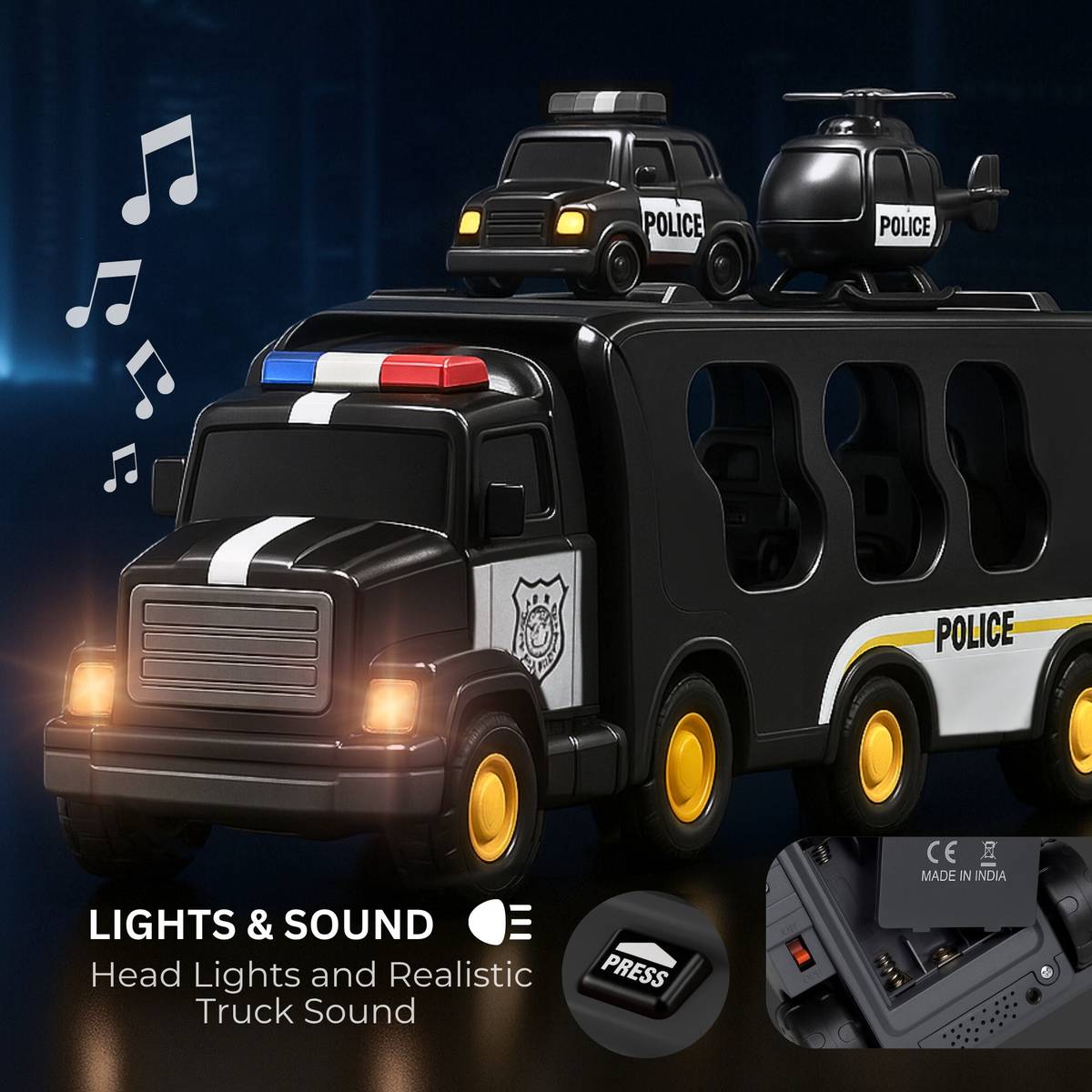 5-in-1 Friction Powered Police Vehicle Set | Music & Lights | Gift for Age 3+ — photo 3