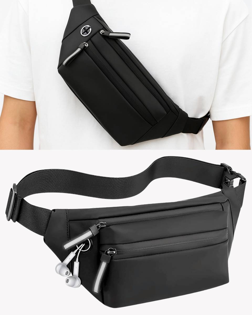 VRPRIME Waist Bag for Men Side Bag for Travel, Sports Waterproof & Adjustable Belt Pouch Fanny Waist Bag