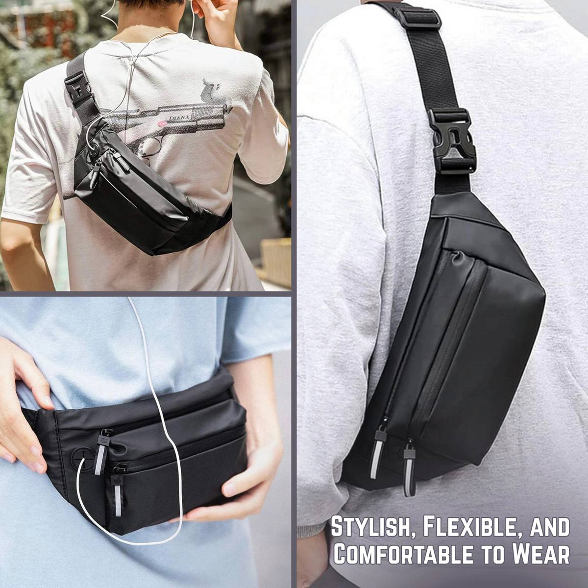 VRPRIME Waist Bag for Men Side Bag for Travel, Sports Waterproof & Adjustable Belt Pouch Fanny Waist Bag — photo 2