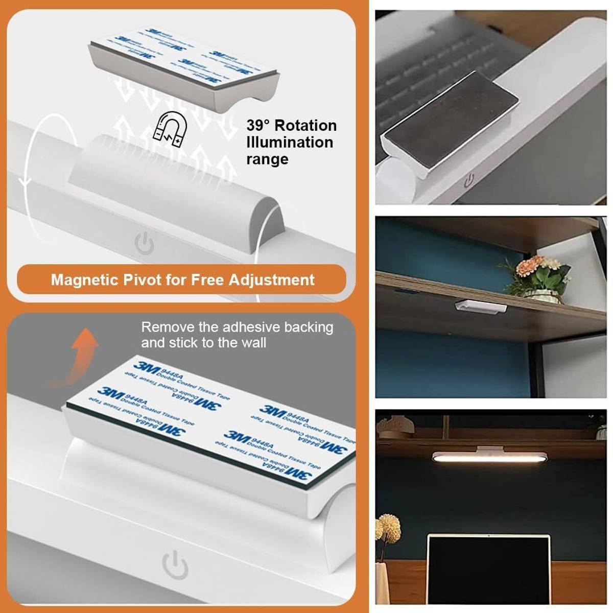 Rechargeable Touch Sensor LED Study Lamp with Magnetic Mount Study Lamp — photo 3