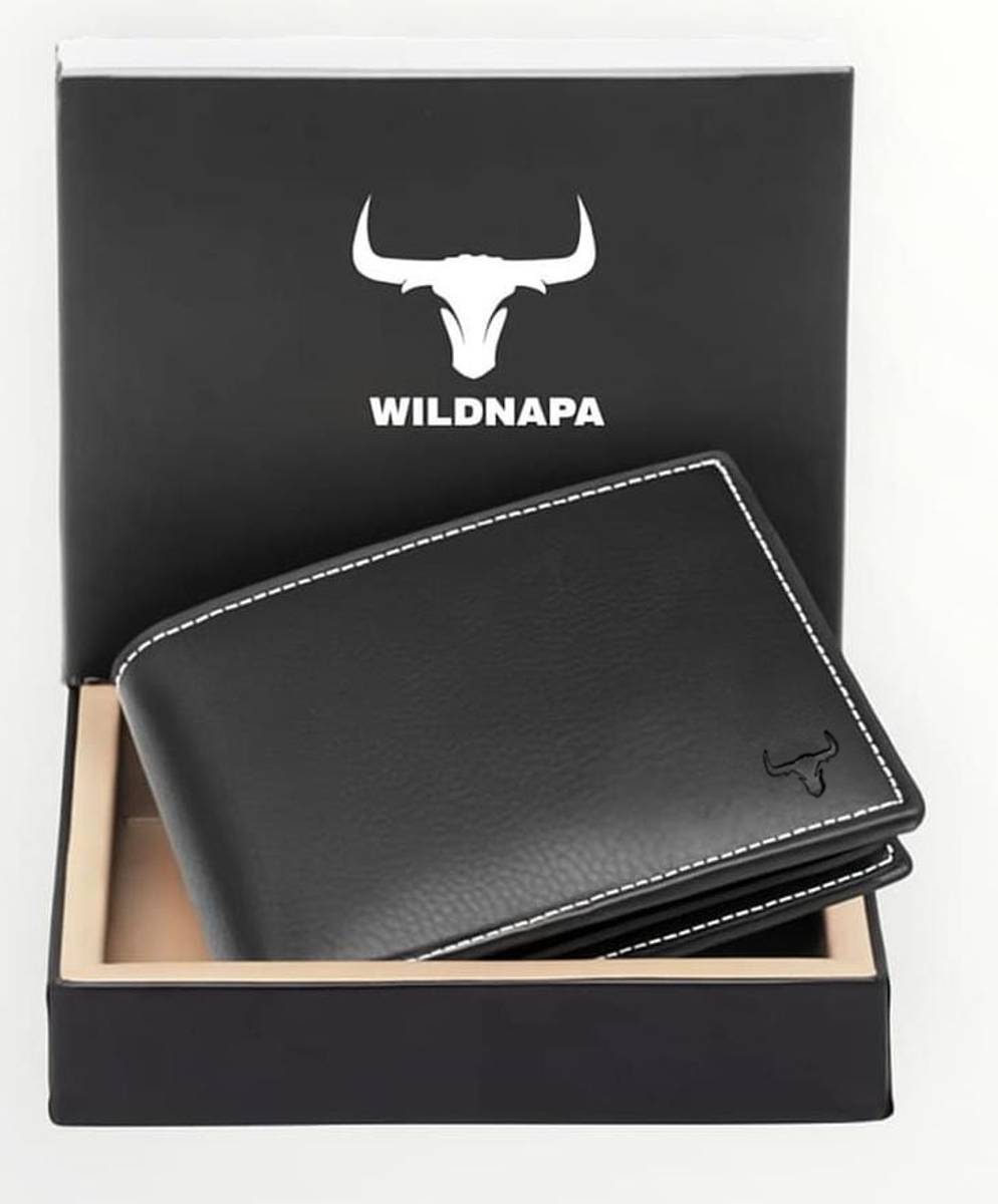 WILD NAPA Men Black Genuine Leather Wallet