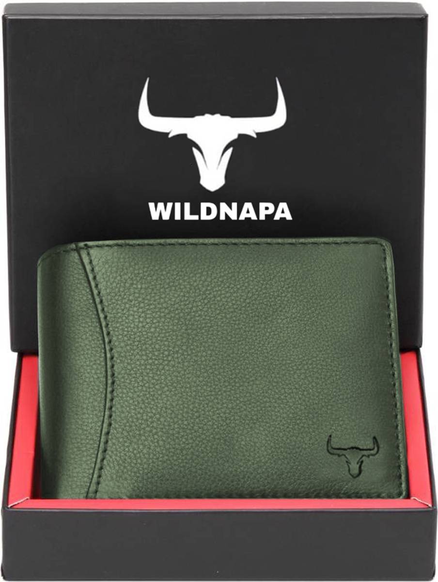 WILD NAPA Men Green Genuine Leather Wallet