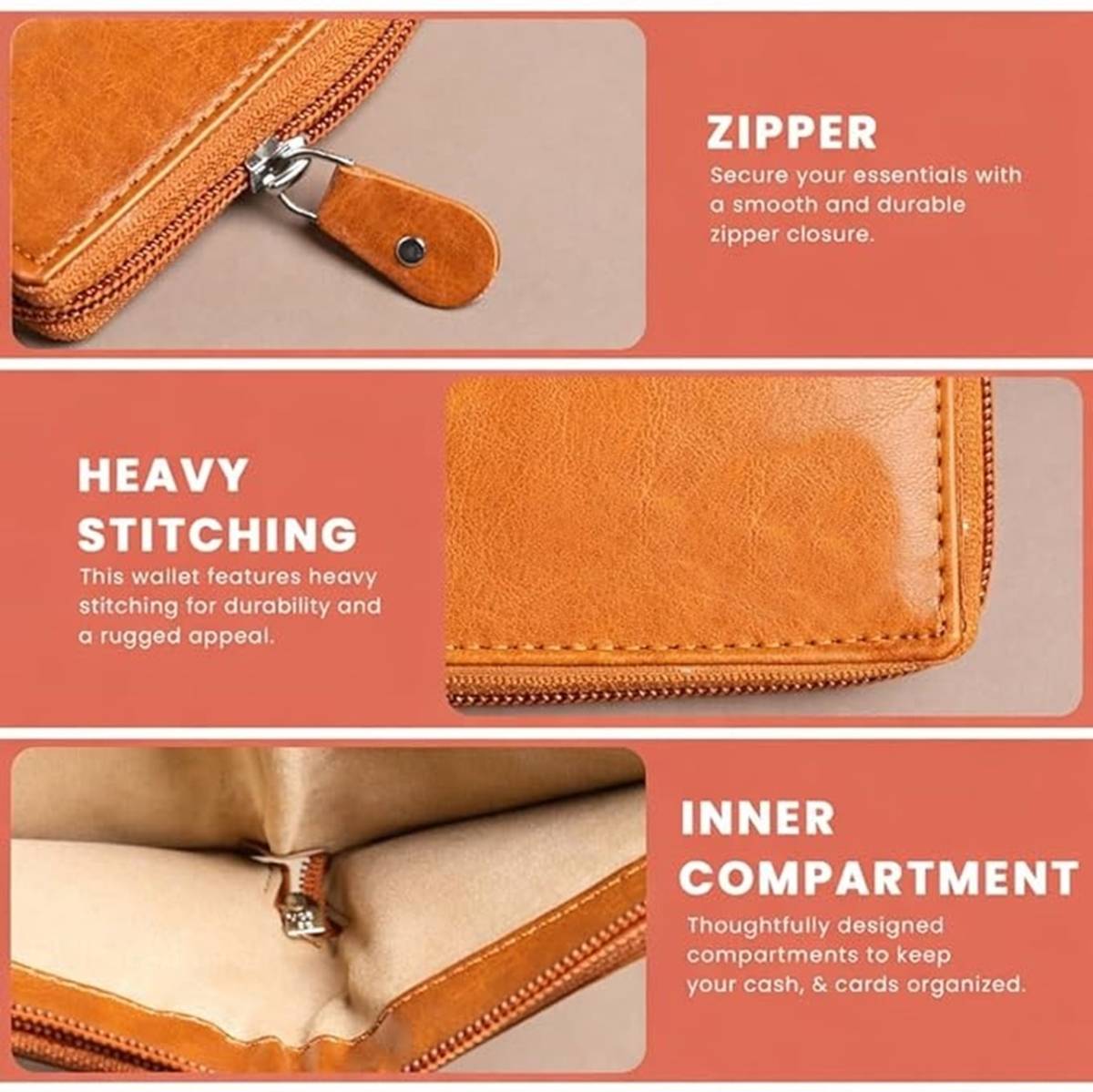 LAER Men & Women Casual, Formal, Evening/Party, Travel, Trendy Tan Genuine Leather Wallet — photo 2