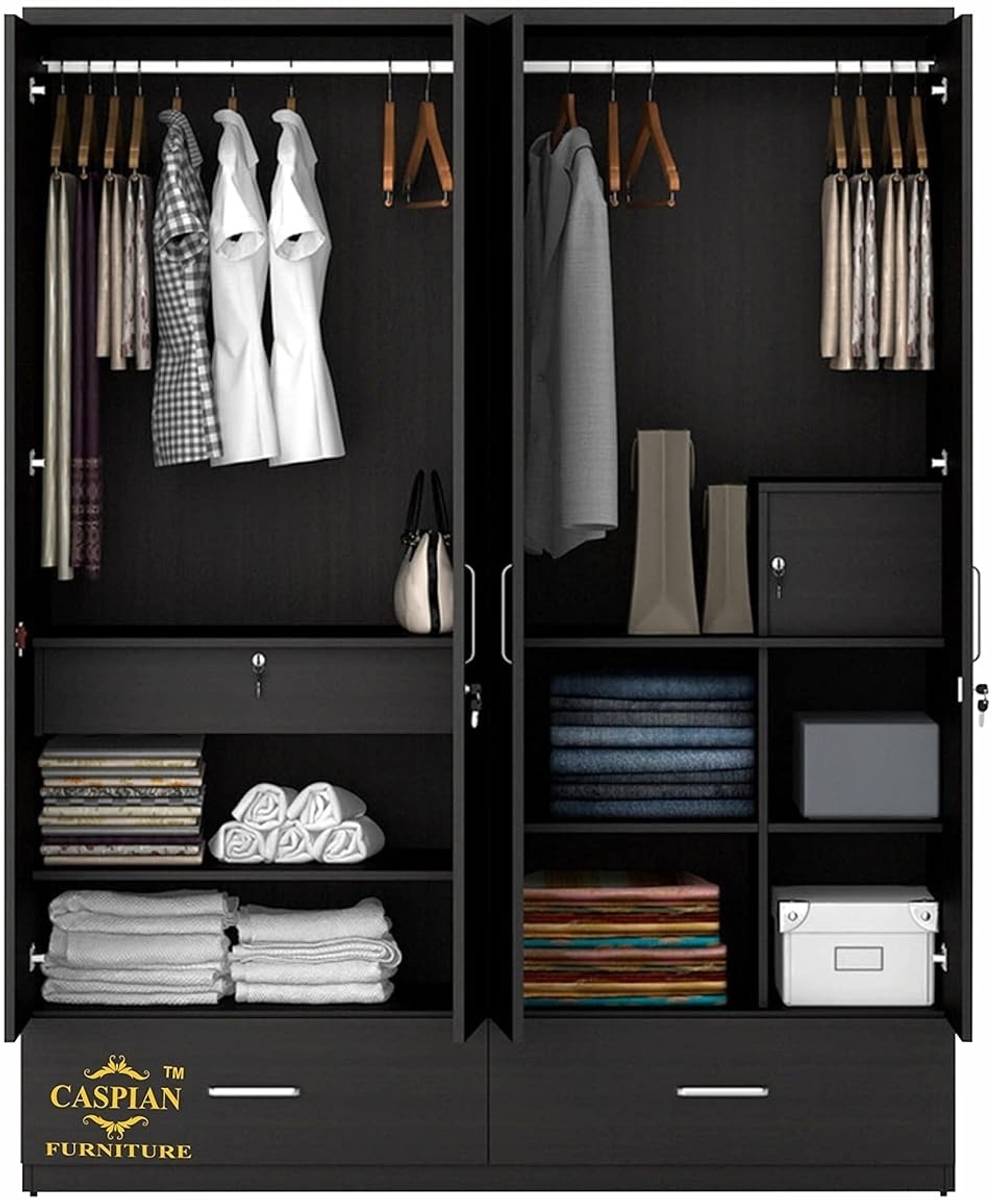 CASPIAN Wooden Almirah for Clothes and Stacking space -Home Furniture Storage Engineered Wood 4 Door Wardrobe — photo 3