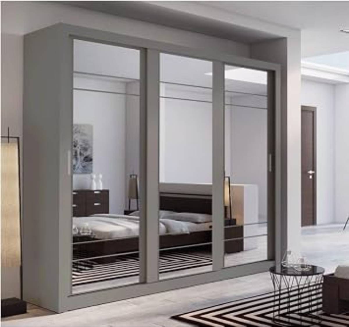 Grand Furnish Engenering Wood Sliding Wardrobe Engineered Wood 3 Door Wardrobe