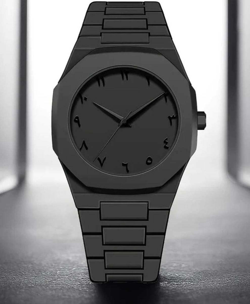 Sabararabic Arabic Aura Wrist Watch Black Minimalist Watch with Arabic Numerals Modern Wrist Watch Analog Watch  - For Men — photo 3