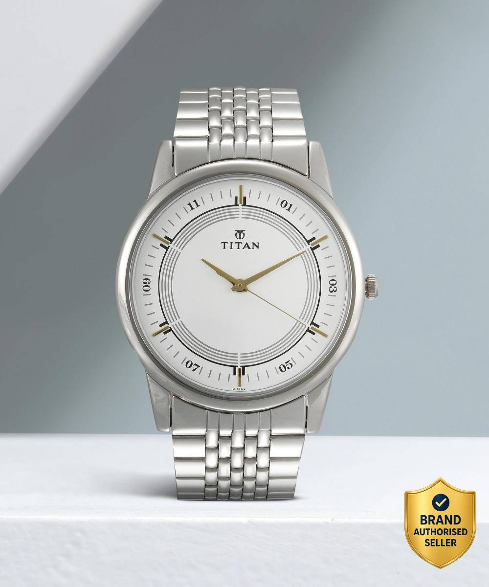 Titan NP1773SM01 Titan Quartz White Dial Silver Metal Strap Analog Watch - For Men