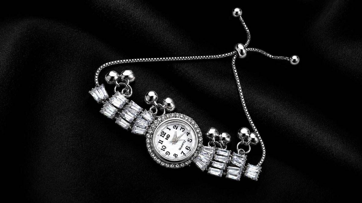 DAILY CIVIC Silver Crystal Bracelet Analog Watch Analog Watch - For Women