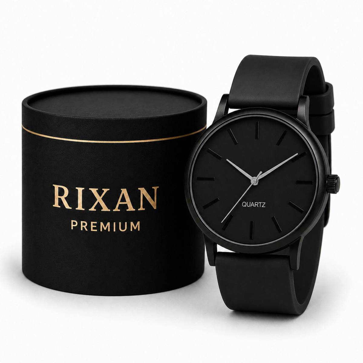 Rixan All Black Classic Men Black Dial Analog Watch | Silicone Strap | Quartz Movement | Casual & Formal Analog Watch  - For Men