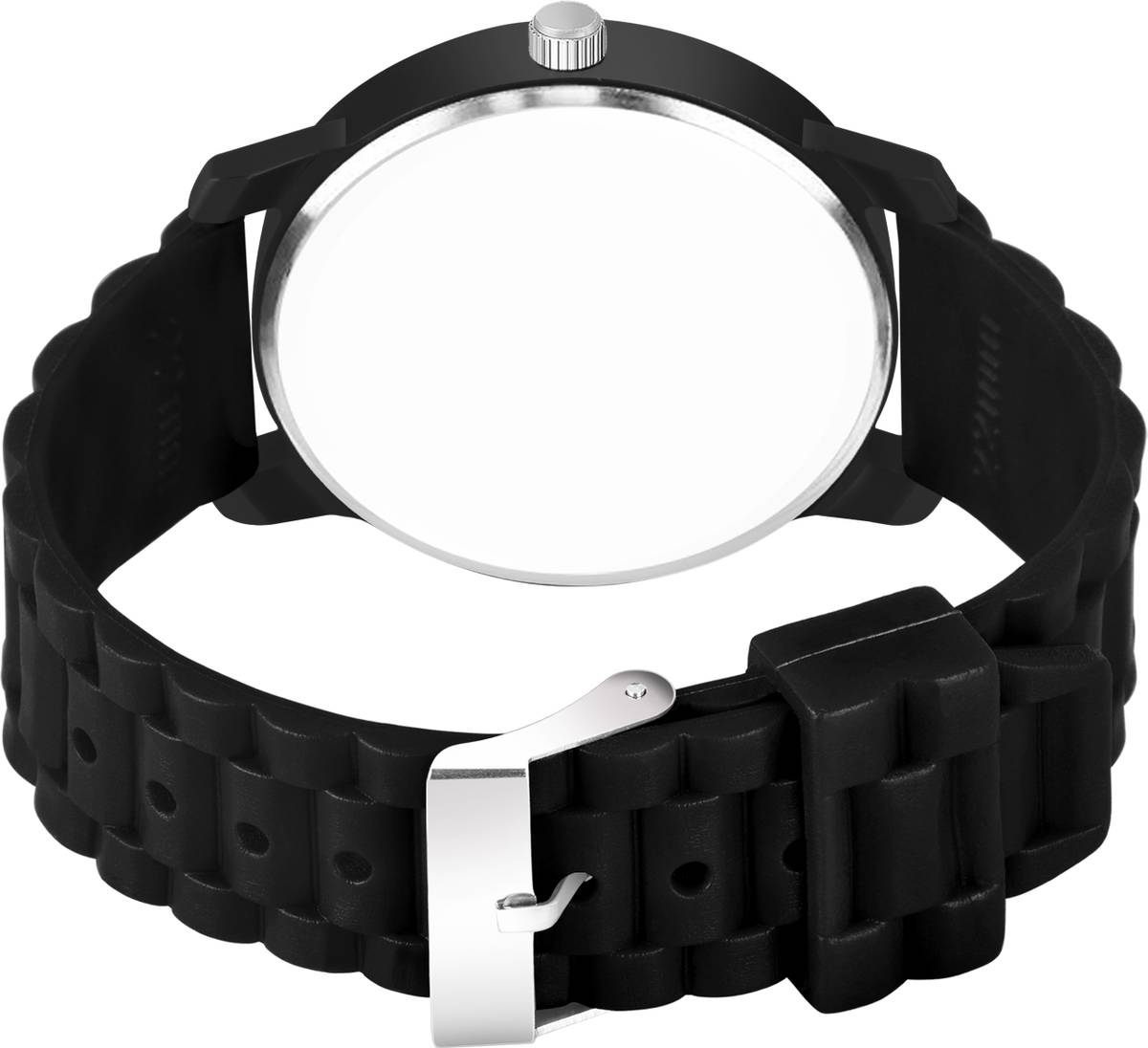 RECARO AeviyoBlack Round Black Dial ALPHABET T Design Stylish Black Silicone Strap Analog Watch  - For Men — photo 5
