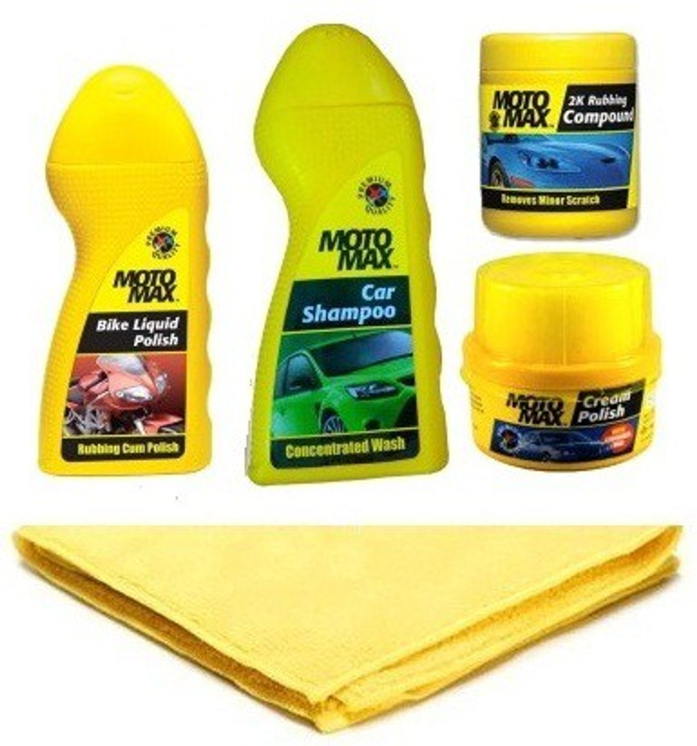 Motomax 1 Bike Liquid Polish, 1 Car Shampoo, 1 2k Rubbing Compund