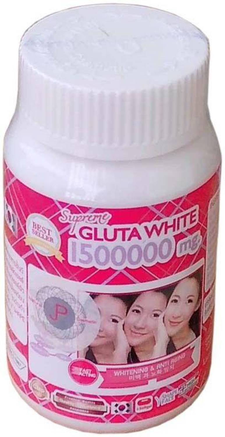 original supreme gluta white skin whitening pills glutathione 1500000 mg 1500000mg Capsules (Made In Korea) Price in India Authentic 3 Bottles sale!! White