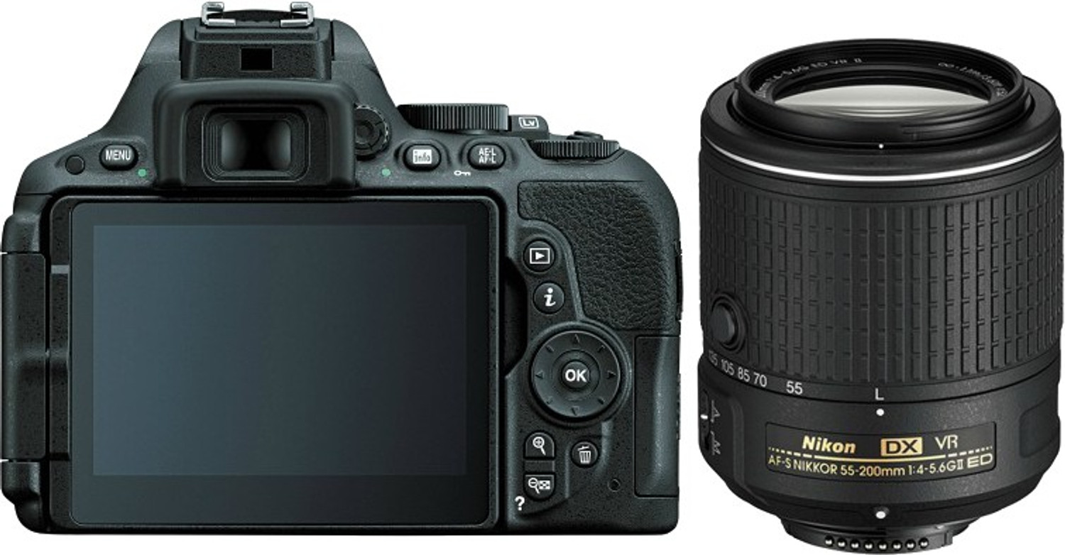 Image of NIKON D5500 DSLR Camera Body with Dual Lens: AF-P 18-55mm VR + AF-S 55-200mm VRII Kit Lenses (16 GB SD Card + Camera Bag)