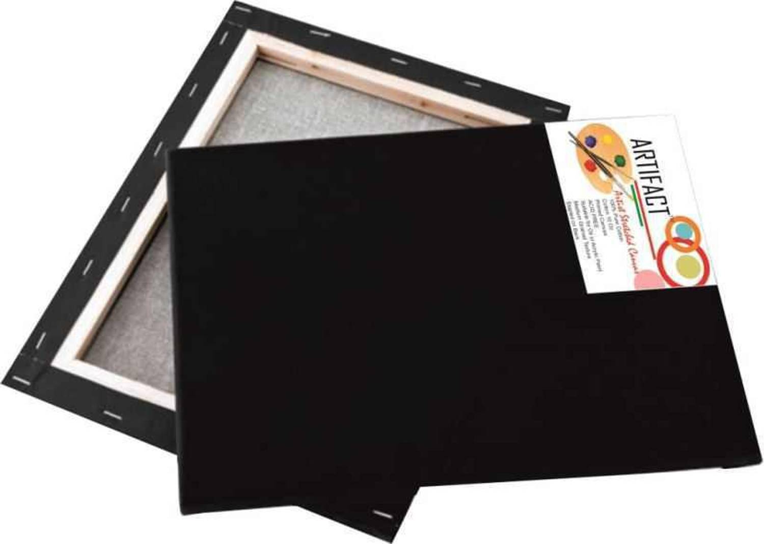 Artifact Black Cotton Grain Stretched Pre Stretched Canvas (Set of 1)
