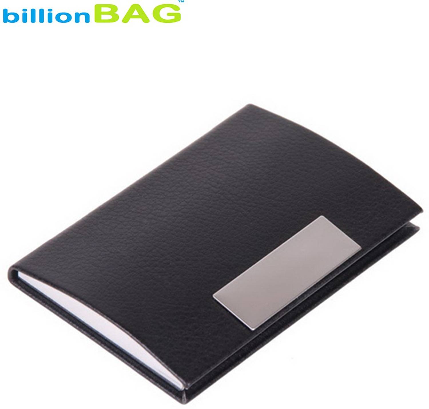 billionBAG Black Leather Executive Silver Visiting 10 Card Holder