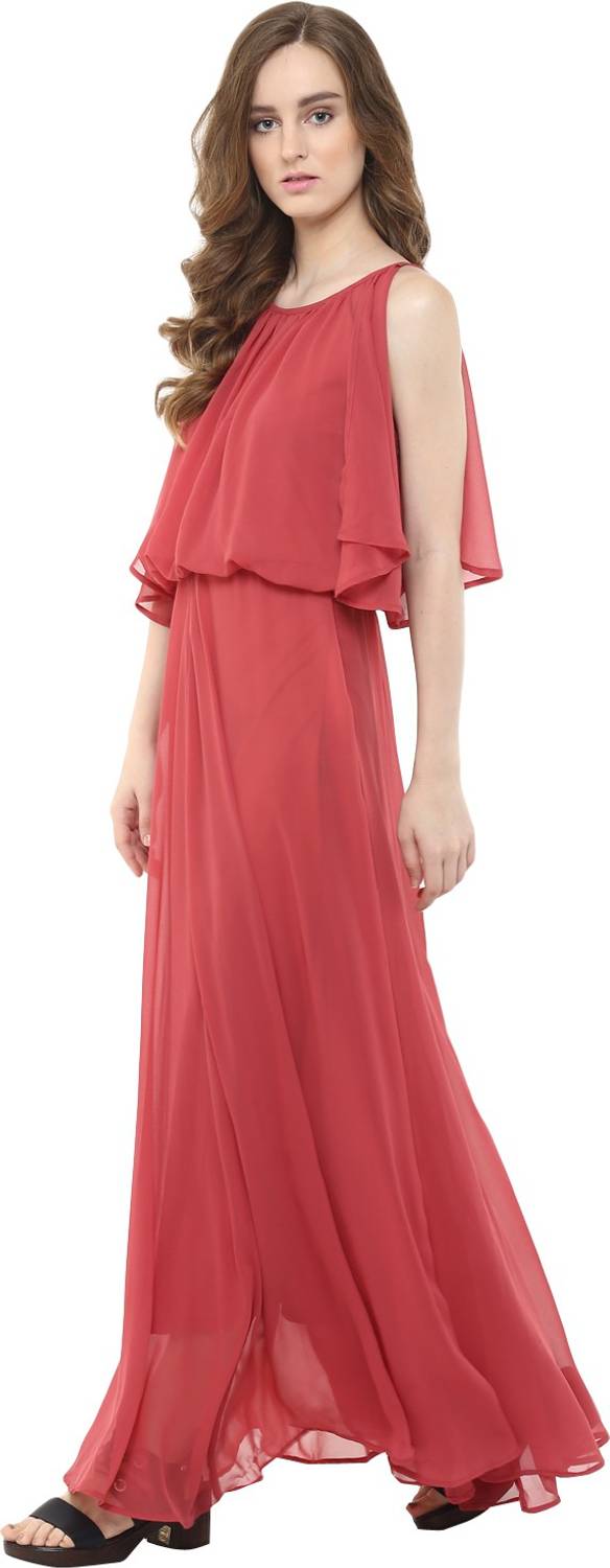 HARPA Women A-line Pink Maxi/Full Length Dress