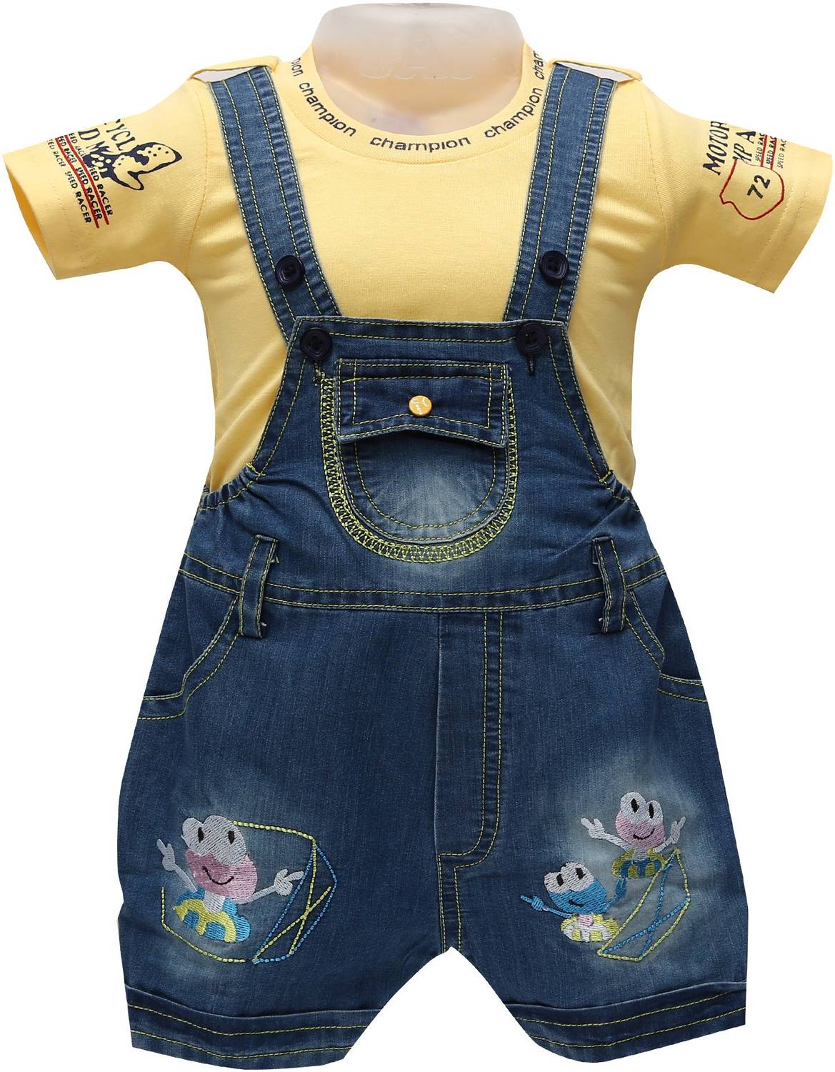 Baloons Dungaree For Boys Embroidered Denim