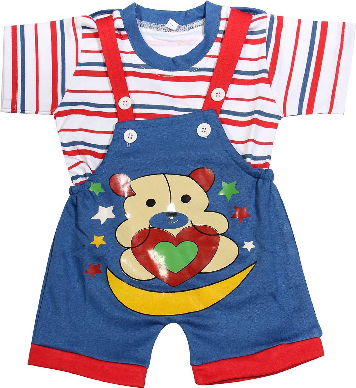 babeezworld Dungaree For Boys Printed Cotton Blend