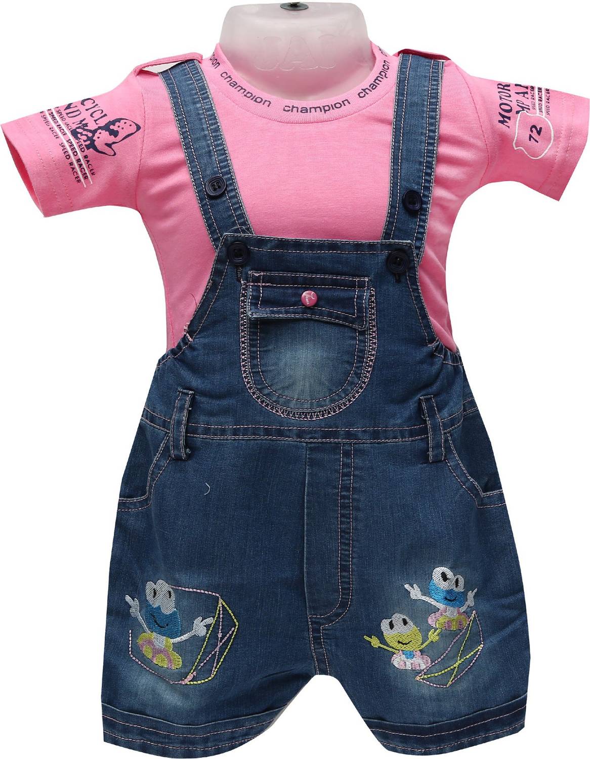 Baloons Dungaree For Boys Embroidered Denim