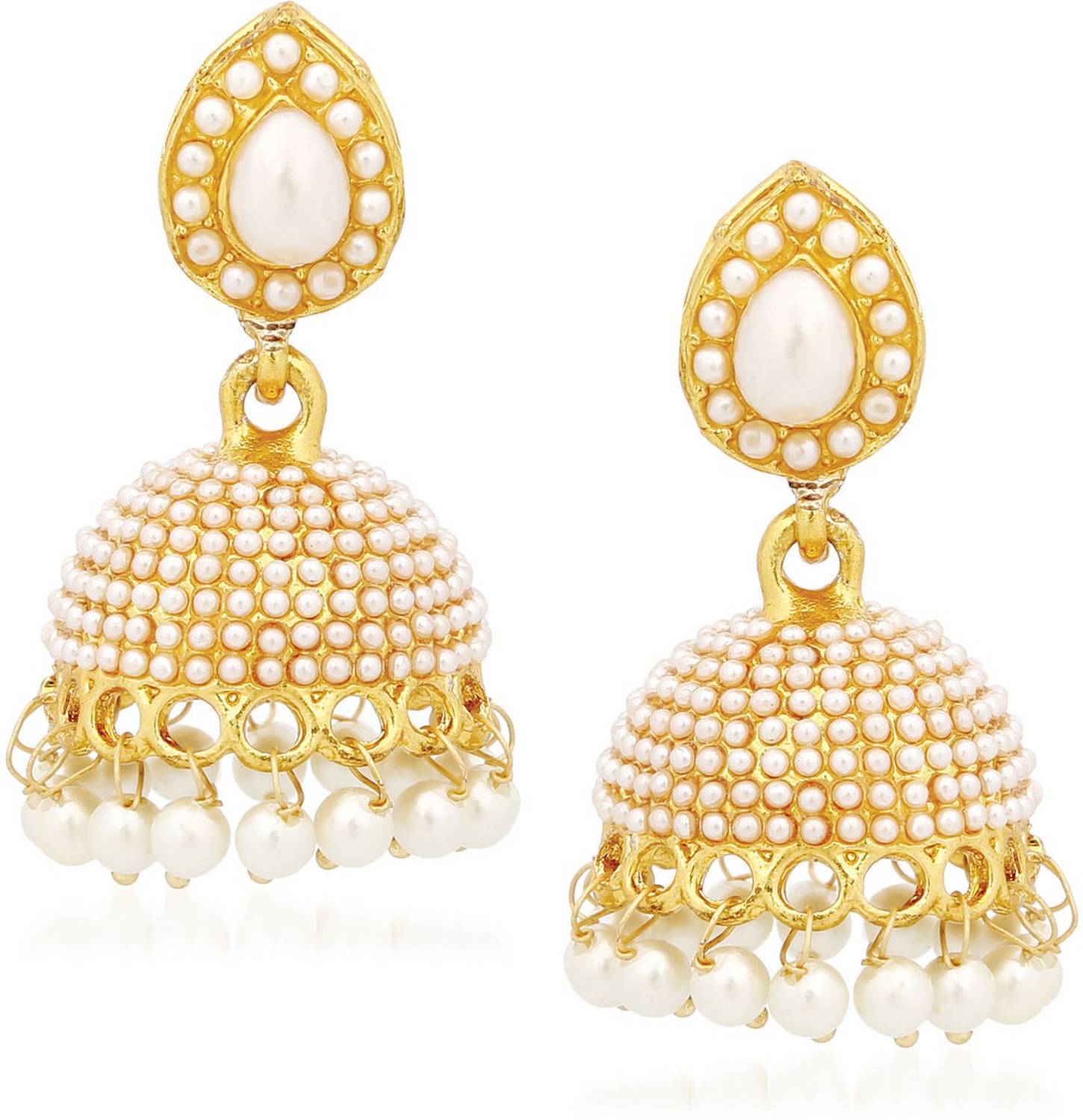 MEENAZ Wedding Bridal Saree Pearl Jewellery set Jhumka Jhumki Earrings For Girls women Jewellery for women- Pearl, Crystal Alloy Jhumki Earring