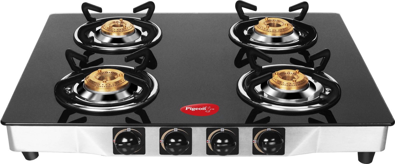 Image of Pigeon Blackline Square Glass, Stainless Steel Automatic Gas Stove