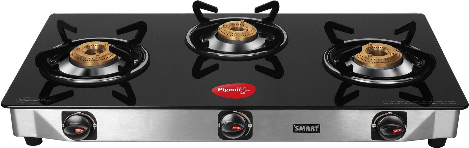 Pigeon Blackline Smart Glass, Stainless Steel Manual Gas Stove