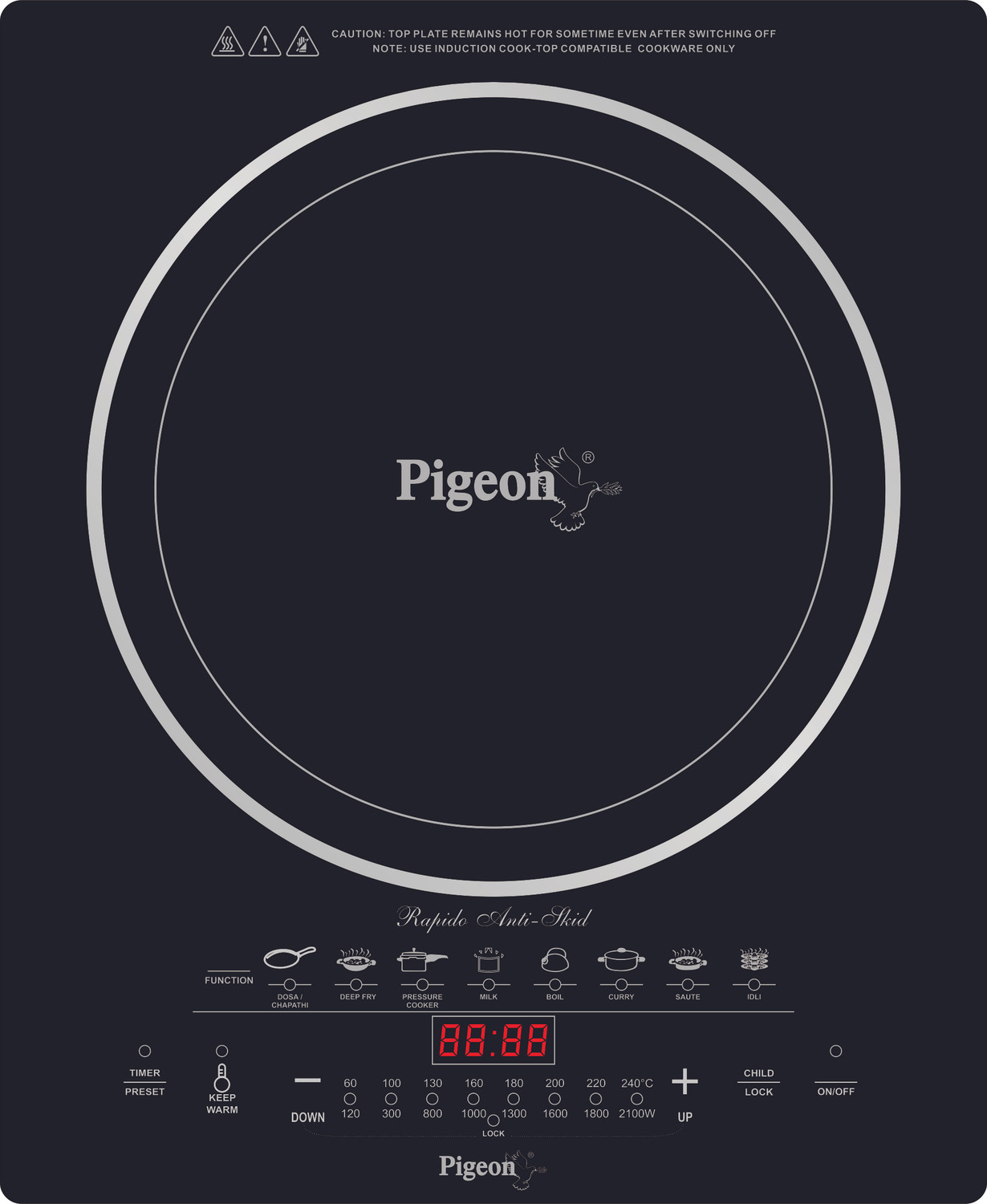 Image of Pigeon 2100 W Induction Cooktop Touch Panel