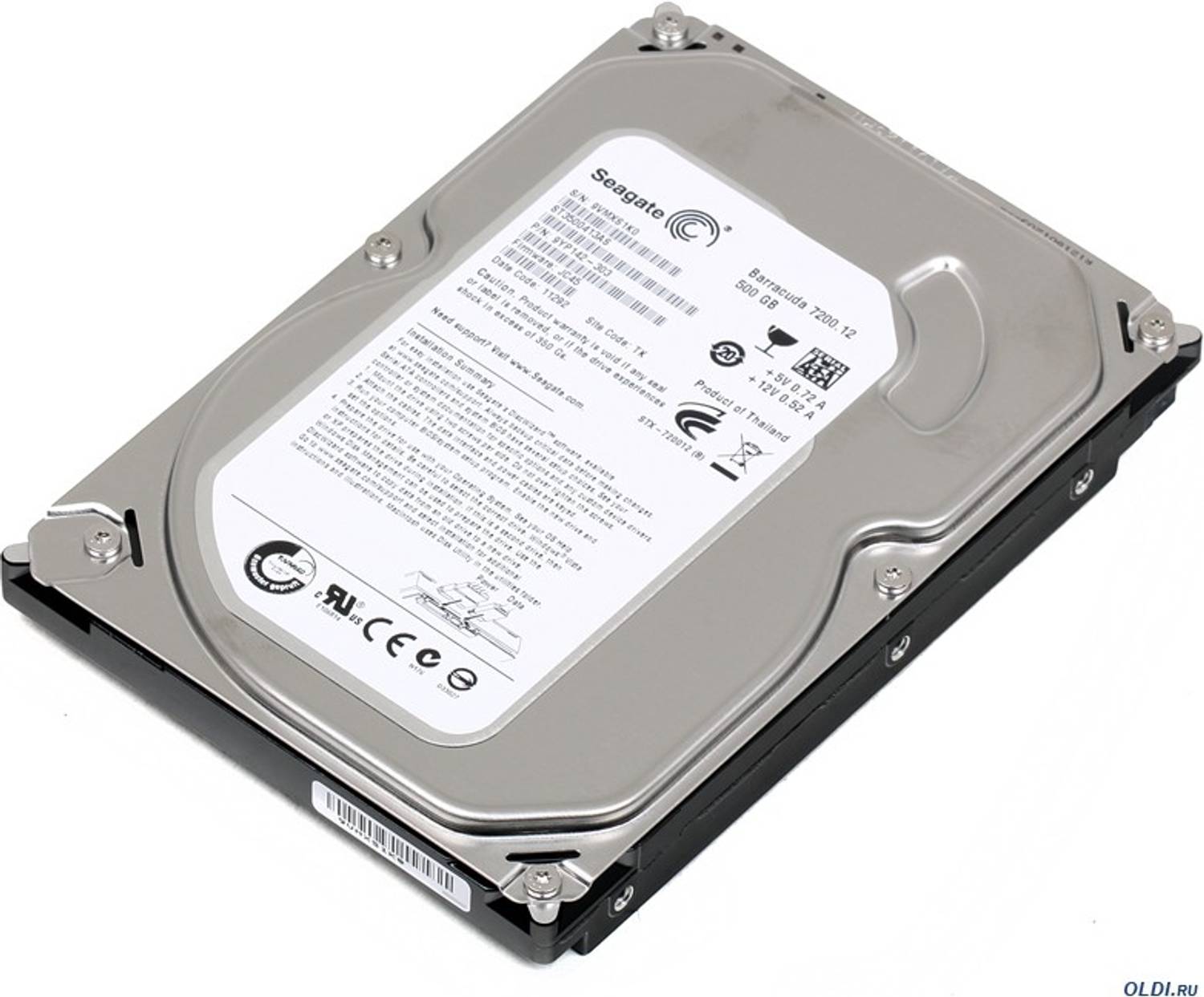 Seagate Barracuda/Pipeline 500 GB Desktop Silver SATA Internal Hard Disk Drive (HDD) (ST3500413AS)