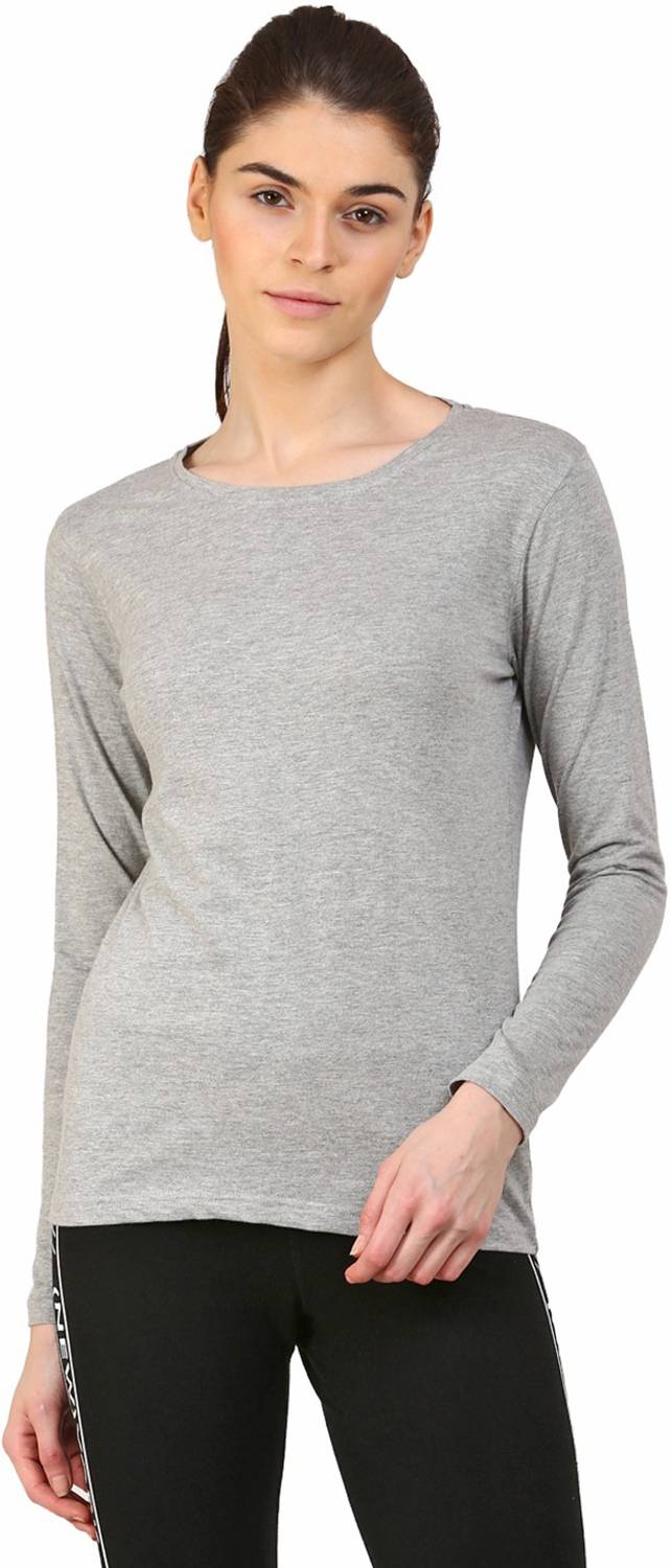 Ap'pulse Casual Full Sleeve Solid Women Grey Top