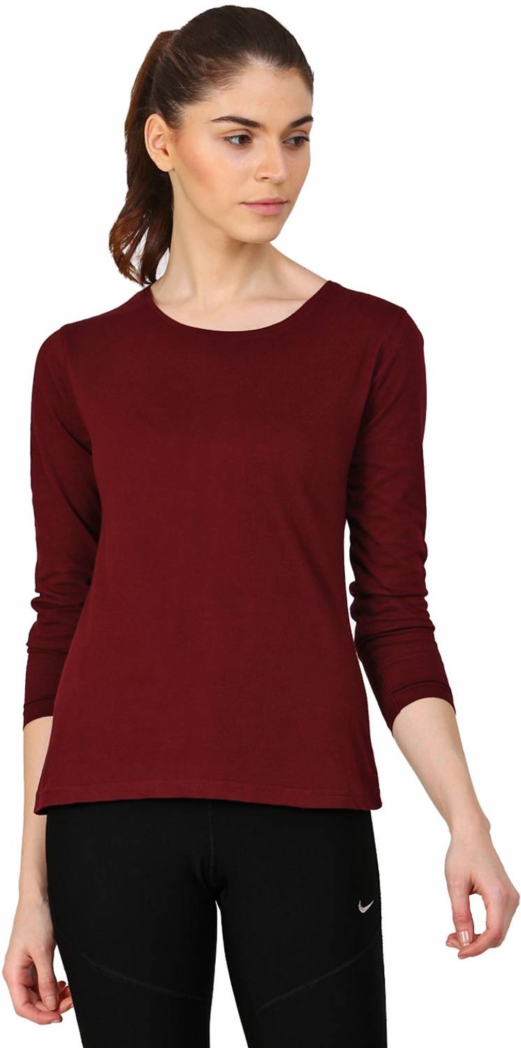 Ap'pulse Casual Full Sleeve Solid Women Maroon Top