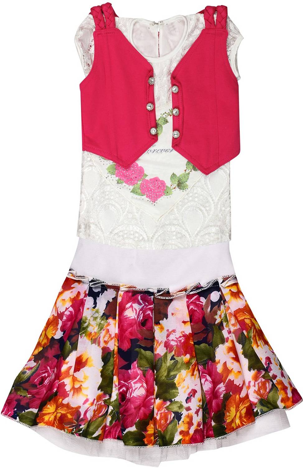 Arshia Fashions Girls Party(Festive) Top Skirt