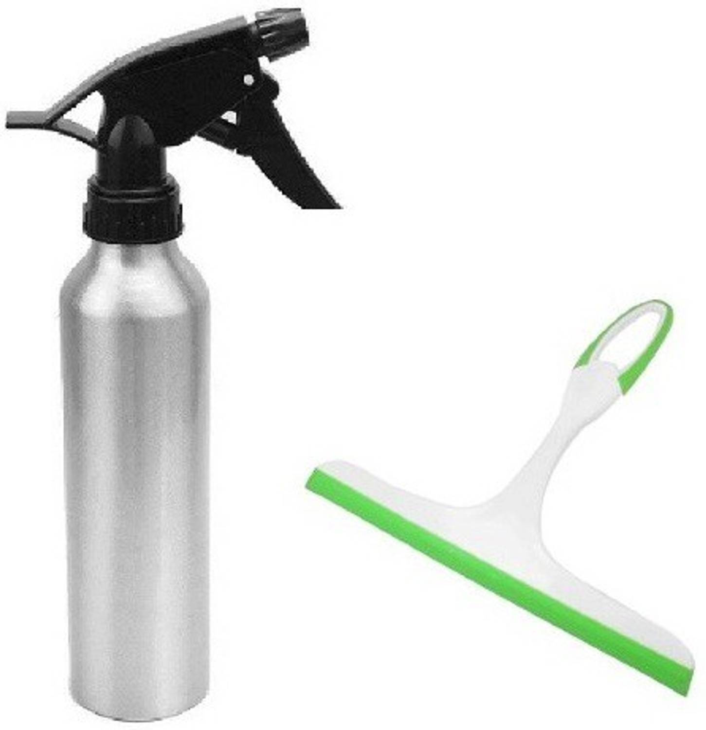 BIGWHEEL Combo OF Glass Cleaning Wiper With Multi-Use Air Pressure Water Mist Fency Spray Metal Bottle Combo