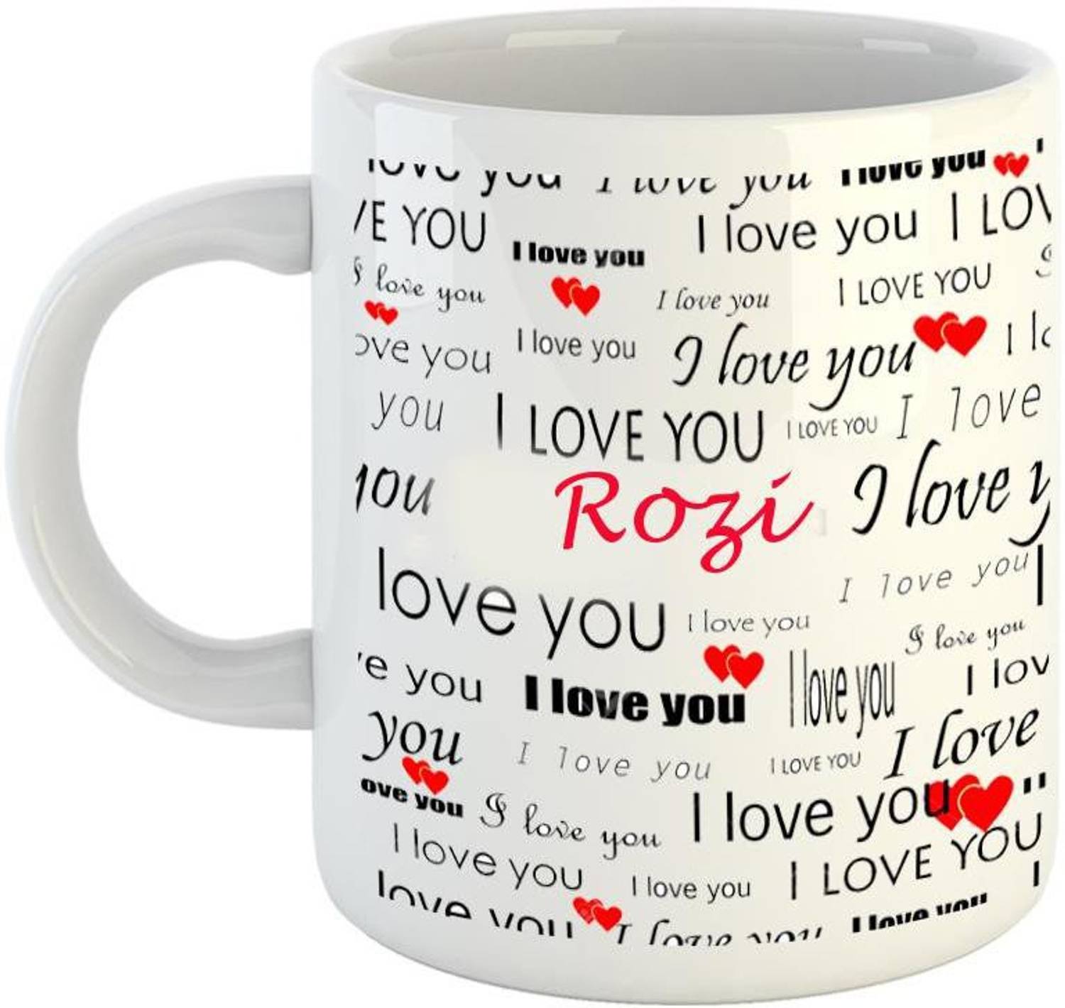 EMERALD Love You White Ceramic I Love You Rozi Ceramic Coffee Mug