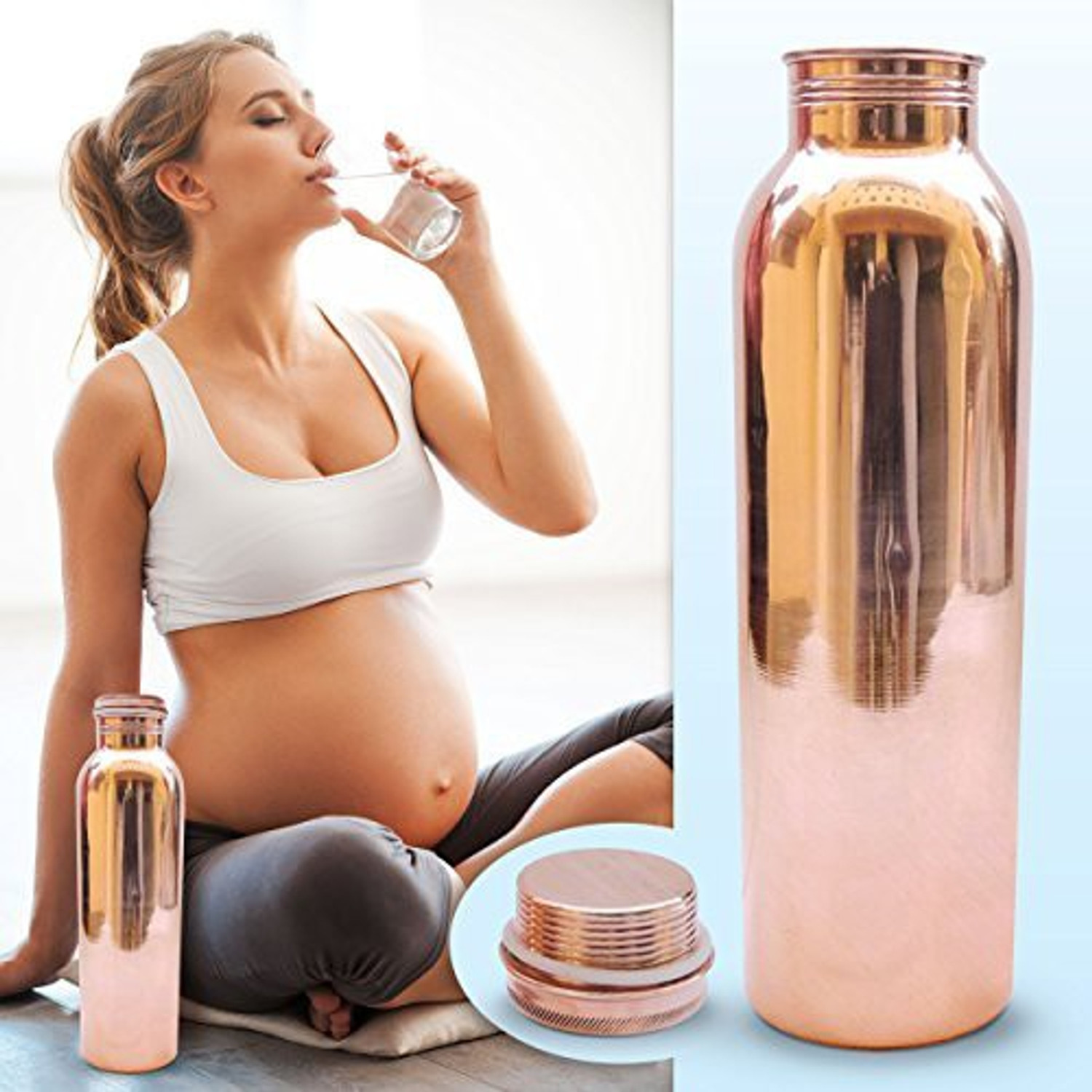 Image of Kks Joint less leak proof 1000 ml Copper Bottle