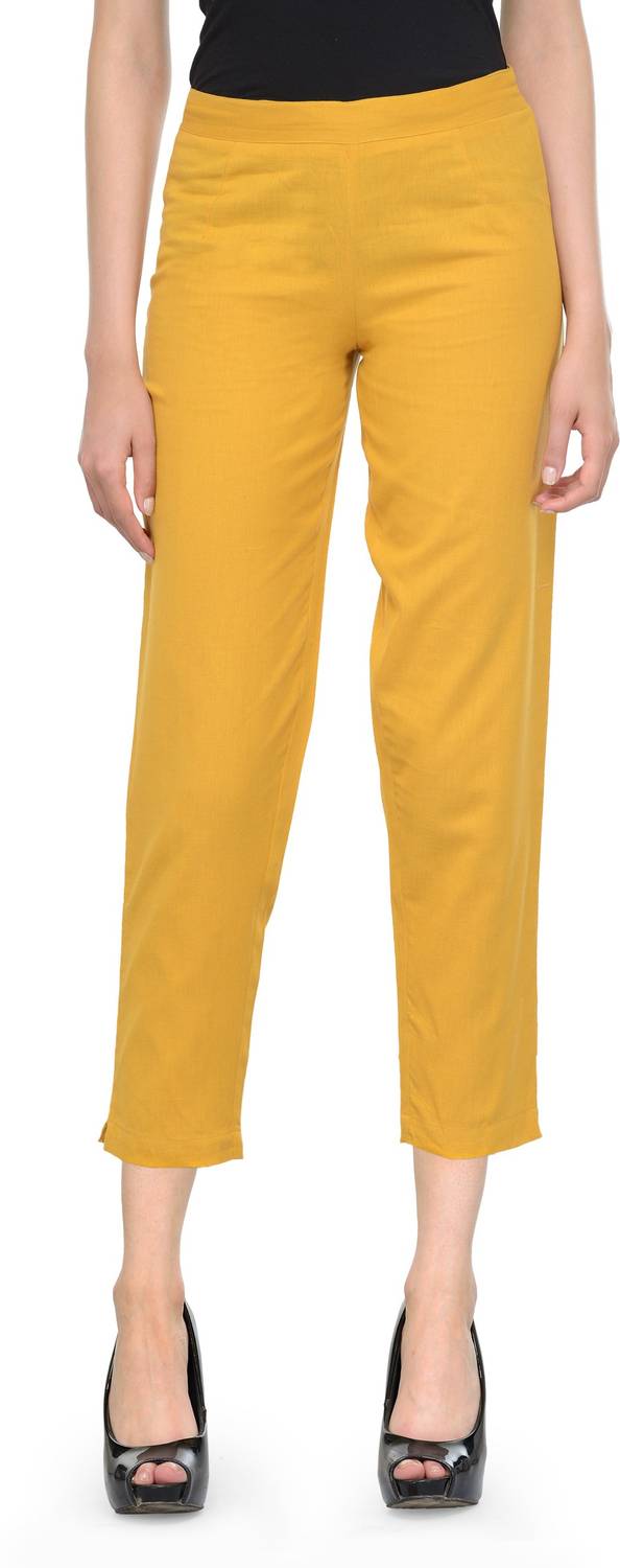 BITTERLIME Regular Fit Women Yellow Trousers