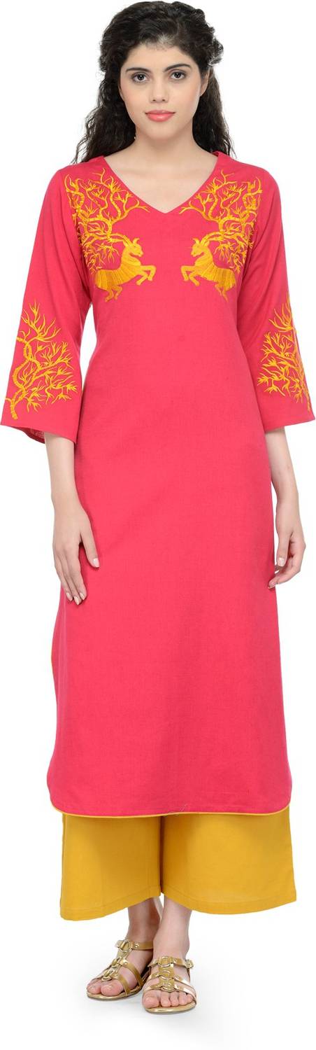 BITTERLIME Women Embroidered Straight Kurta