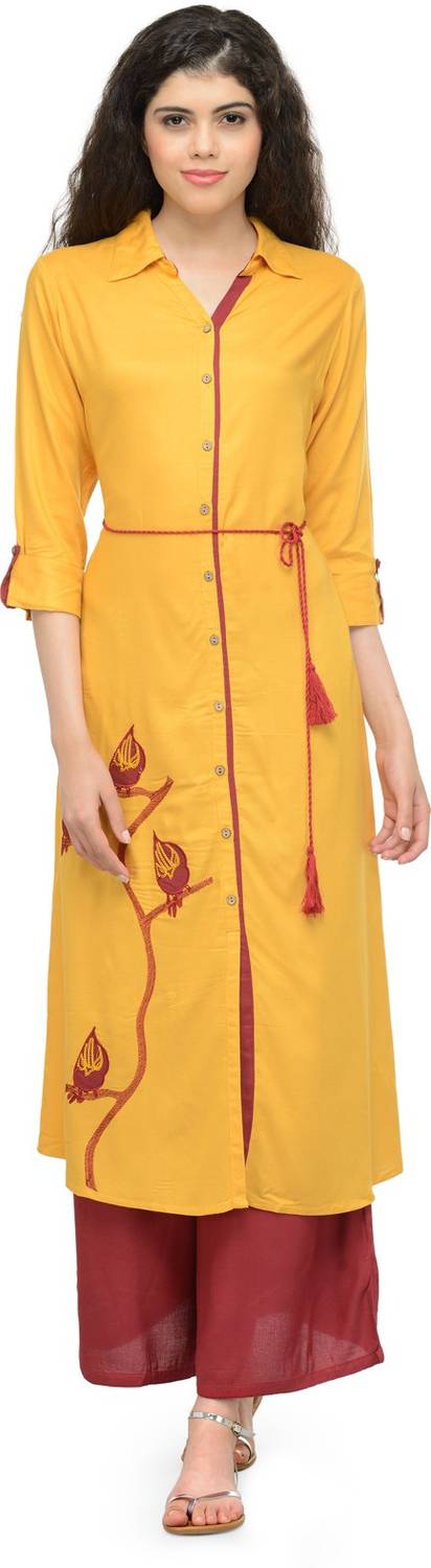 BITTERLIME Women Embroidered Straight Kurta