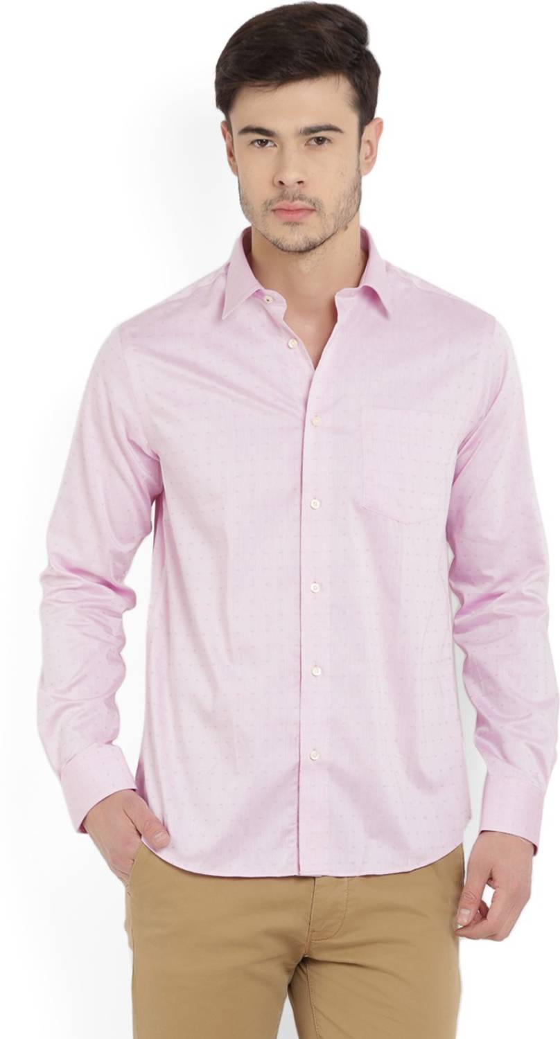 Blackberrys Men Self Design Formal Pink Shirt