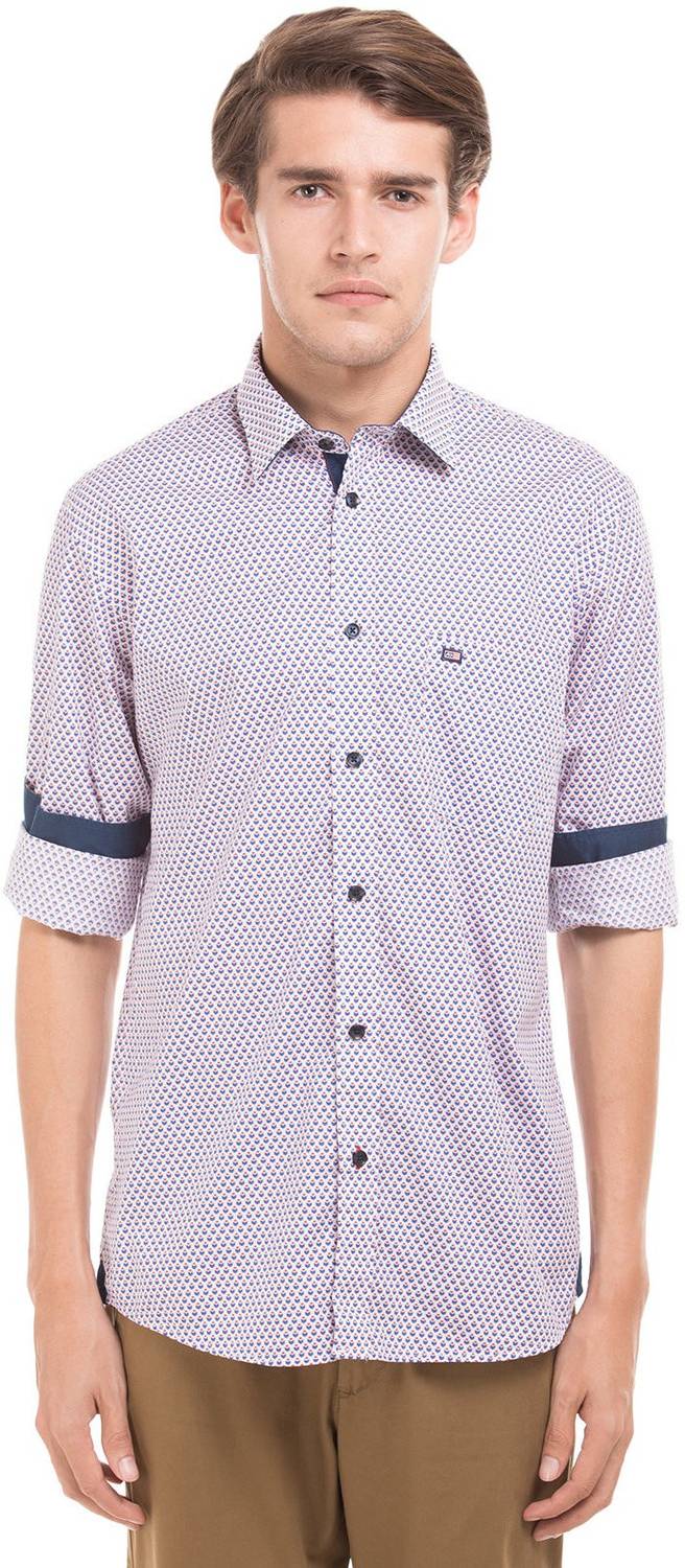 Arrow Sport Men Printed Casual White, Blue Shirt