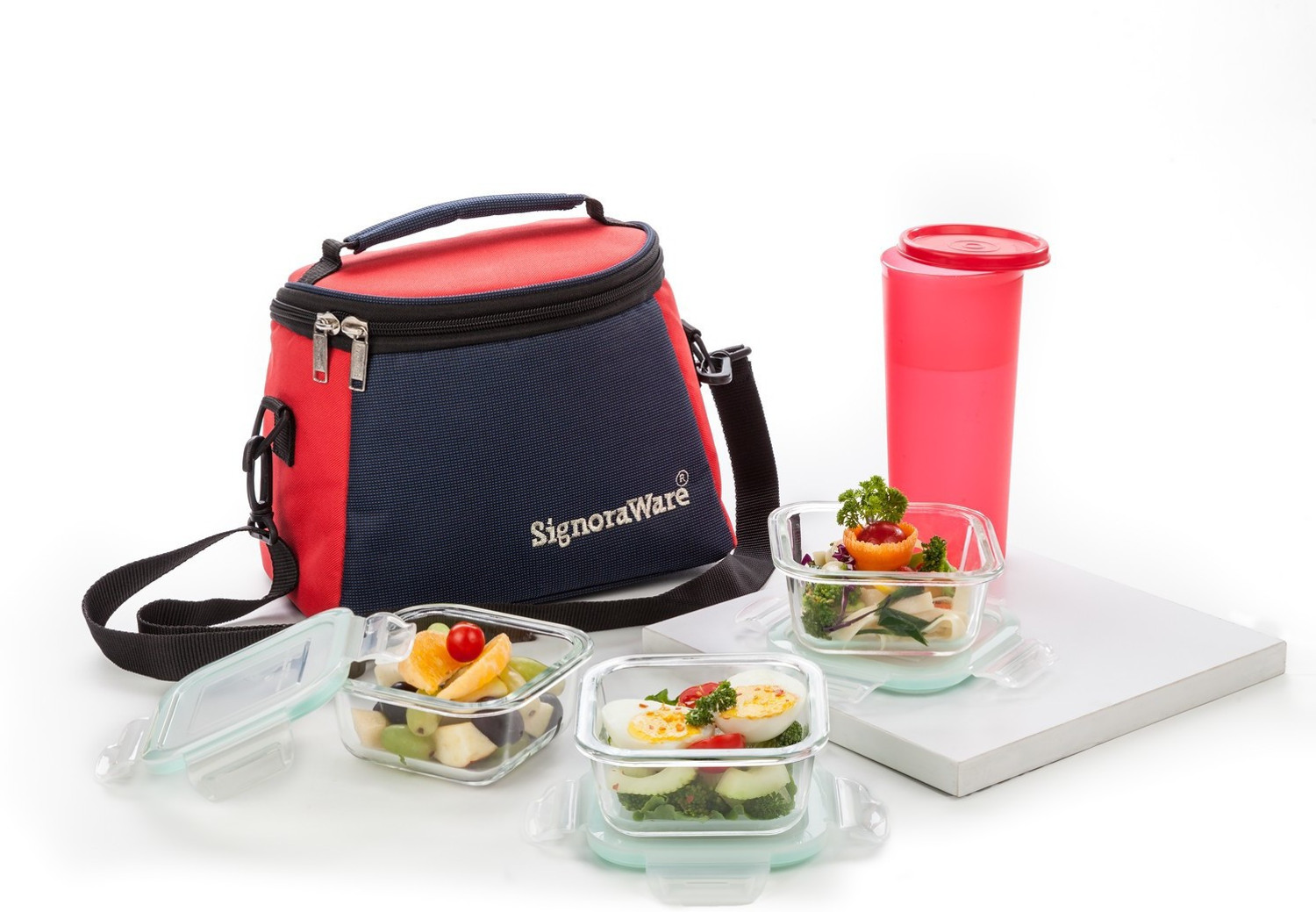 Image of Signoraware Best Glass 4 Containers Glass, Polypropylene Office Lunch Box