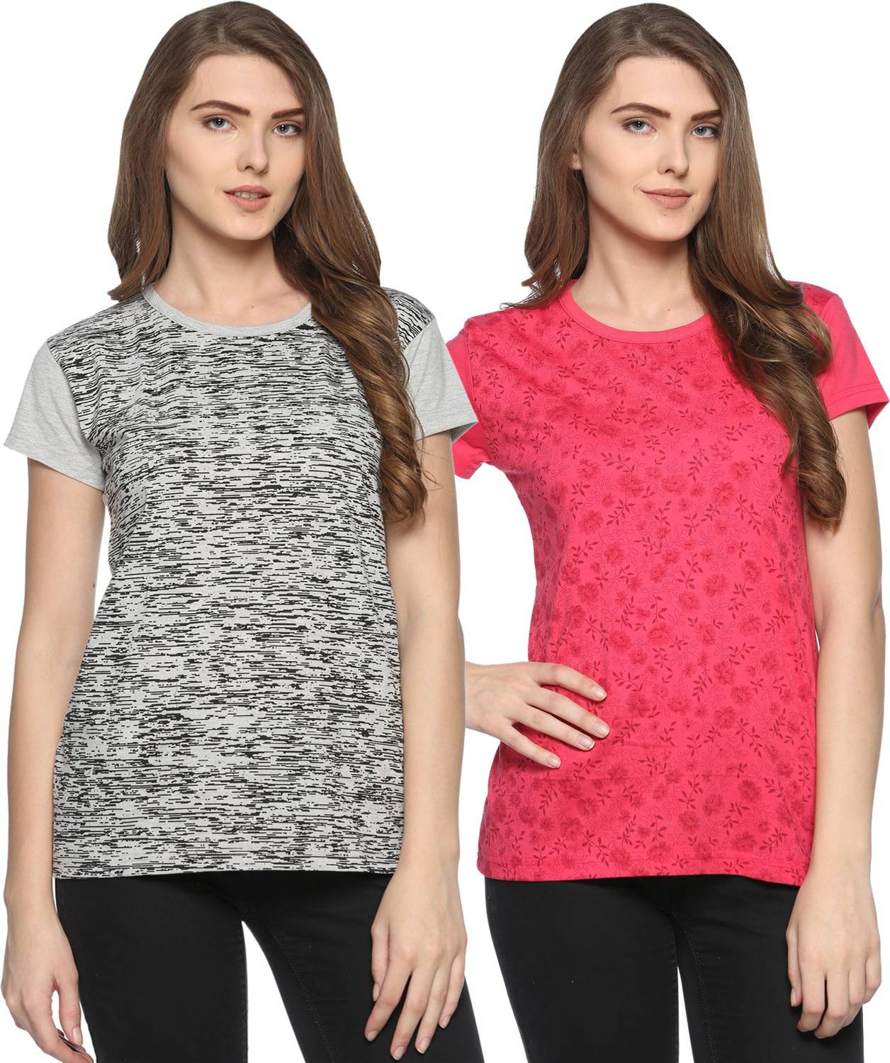 69GAL Casual Short Sleeve Printed Women Multicolor Top