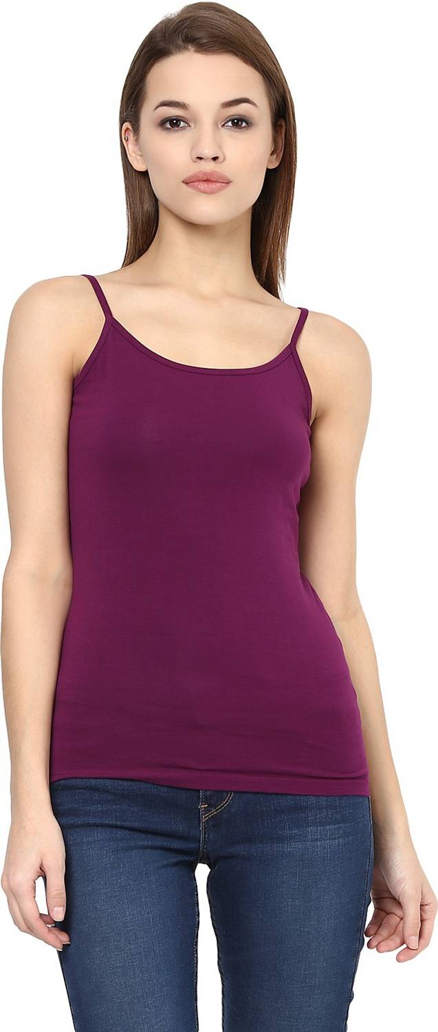 Ajile By Pantaloons Solid Women Round Neck Purple T-Shirt