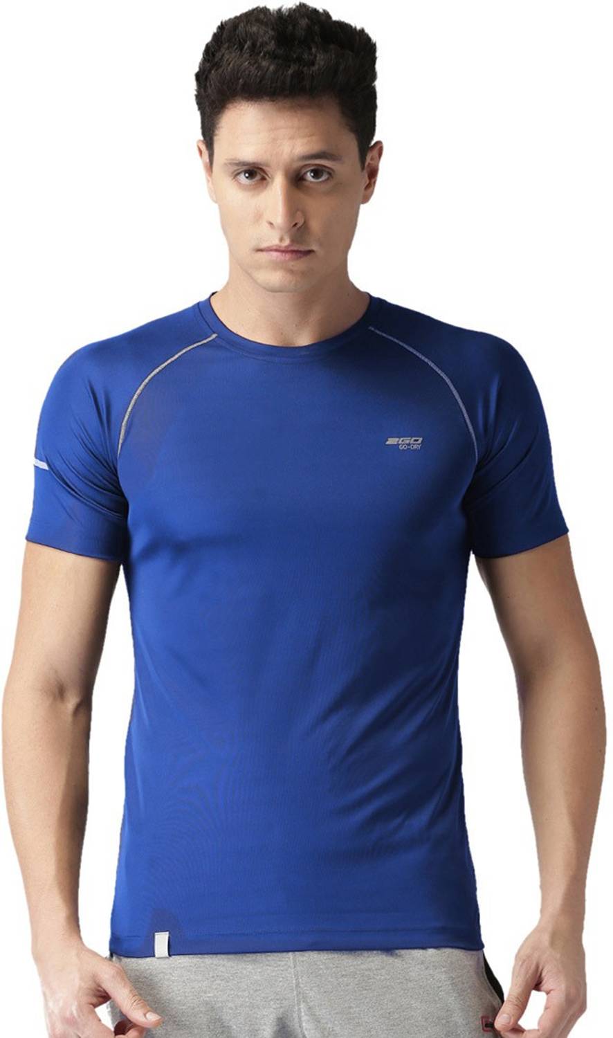 2GO Solid Men Round Neck Dark Blue T-Shirt