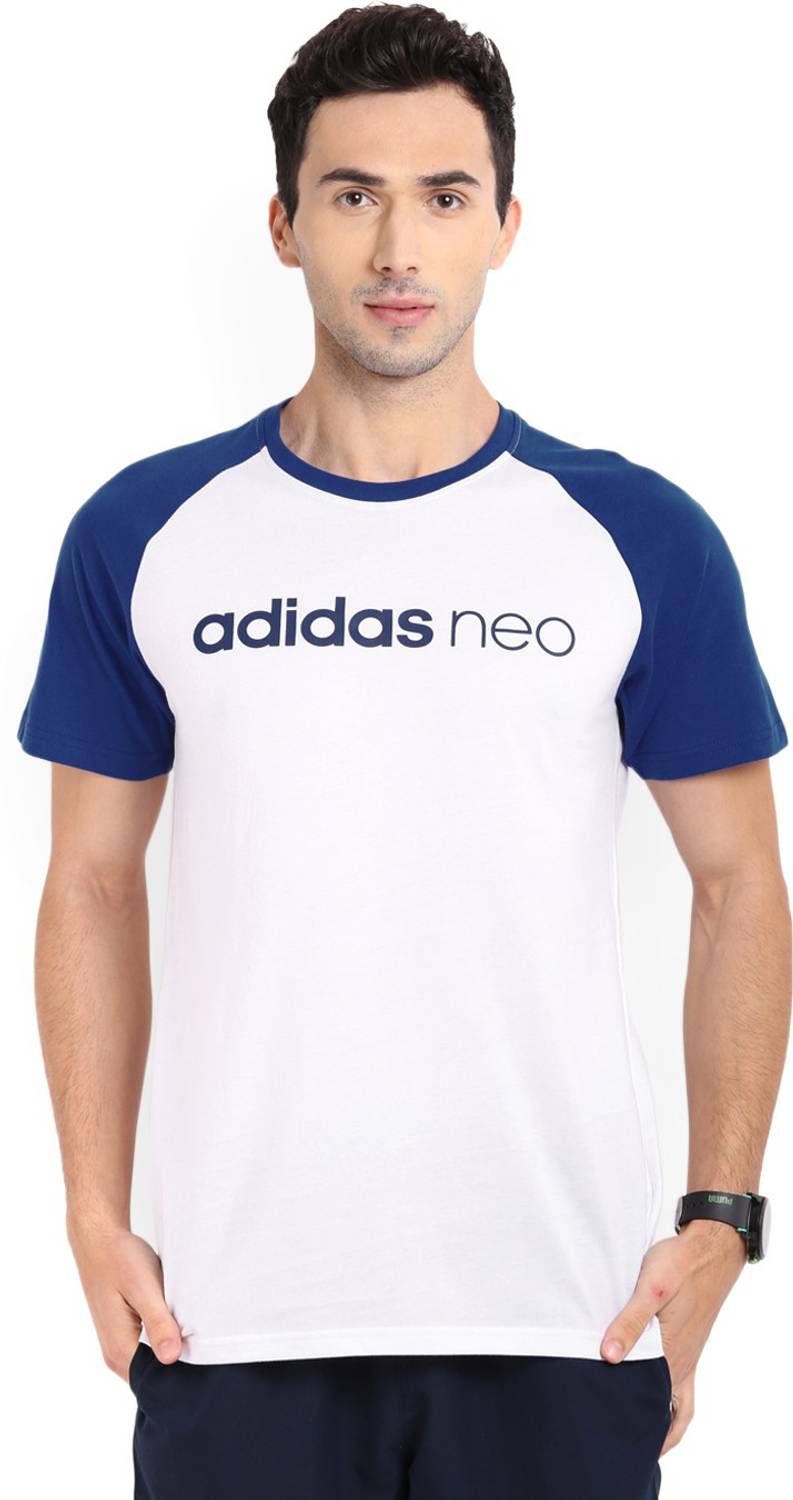 ADIDAS Solid Men Round Neck White T-Shirt