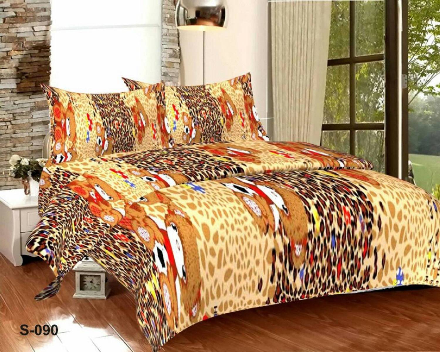 akr CREATION Cotton Double Flat 150 TC 3D Printed 1 Bedsheet with 2 Pillow Covers