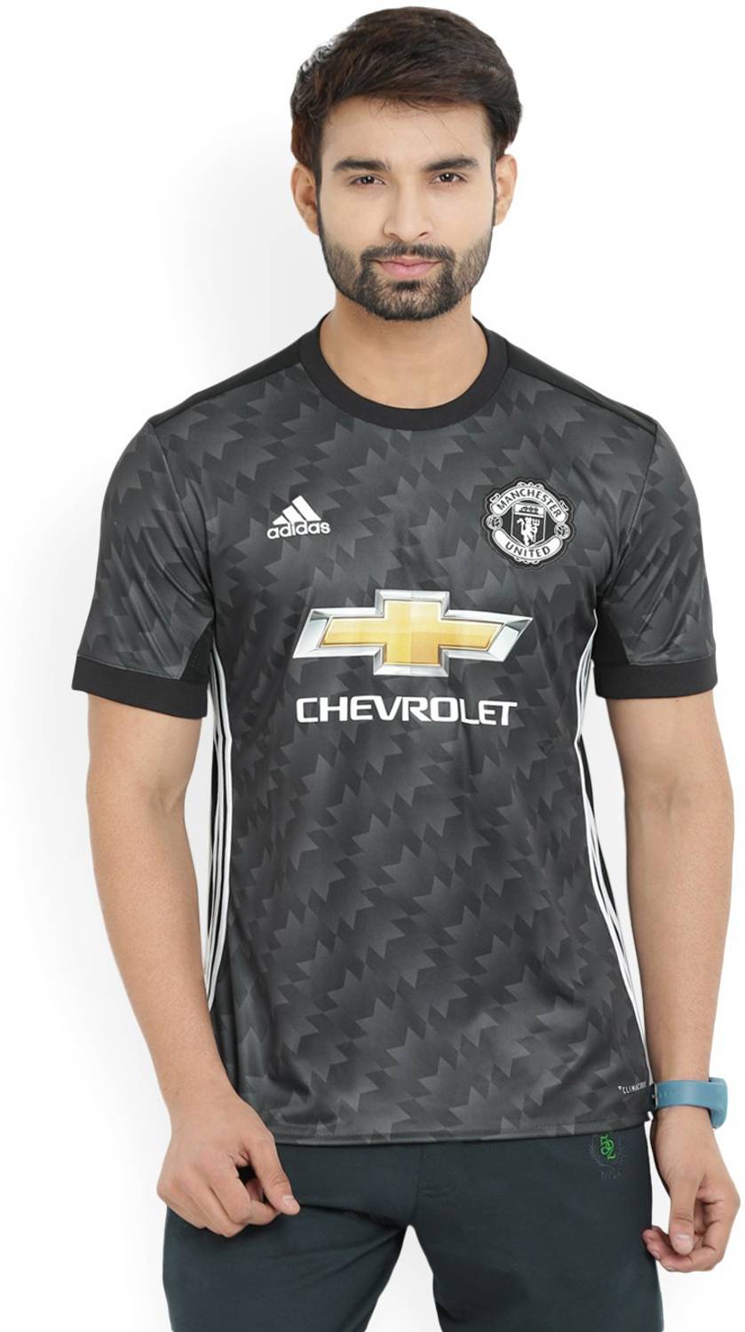 ADIDAS Manchester United Printed, Typography Men Round Neck Grey T-Shirt